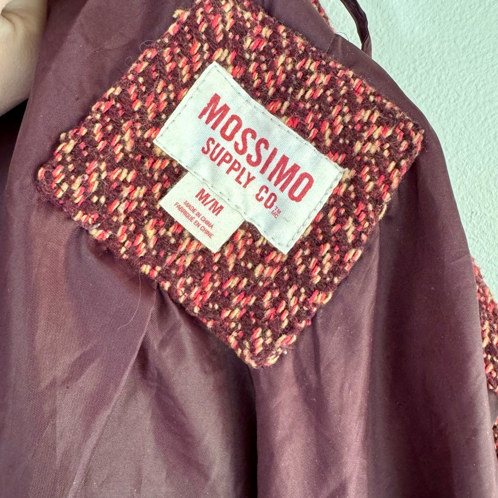 Mossimo Red Tweed Funnel Hood Wrap Coat - Picture 10 of 14